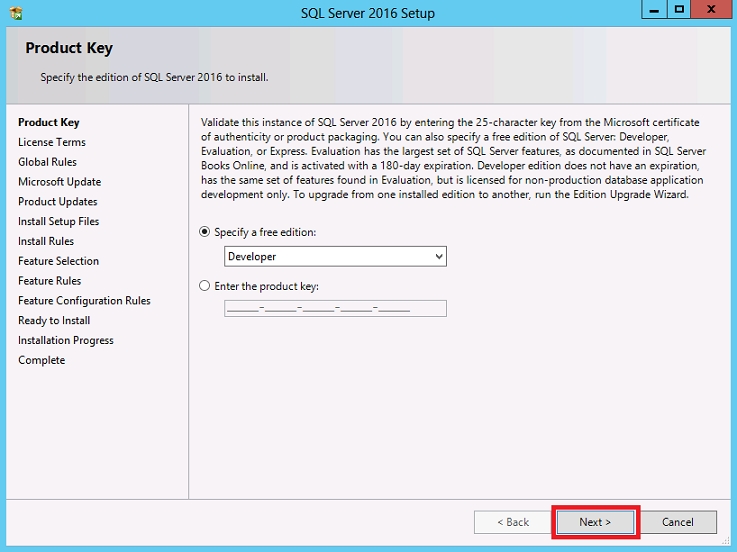 change product key sql server 2016